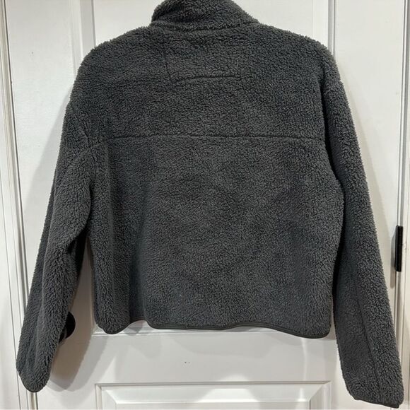 girlfriend collective charcoal gray 1/4 zip recycled fleece sweatshirt Sz S - Picture 9 of 13
